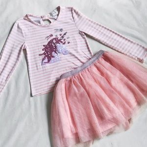 Pink btween Girl Unicorn Sparkly 2-piece Dress Set